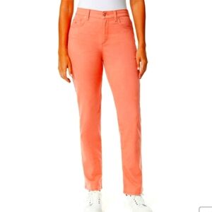 Tahari Mid Rise Skinny Womens Light Orange Jeans Summer Designer Spring Bright